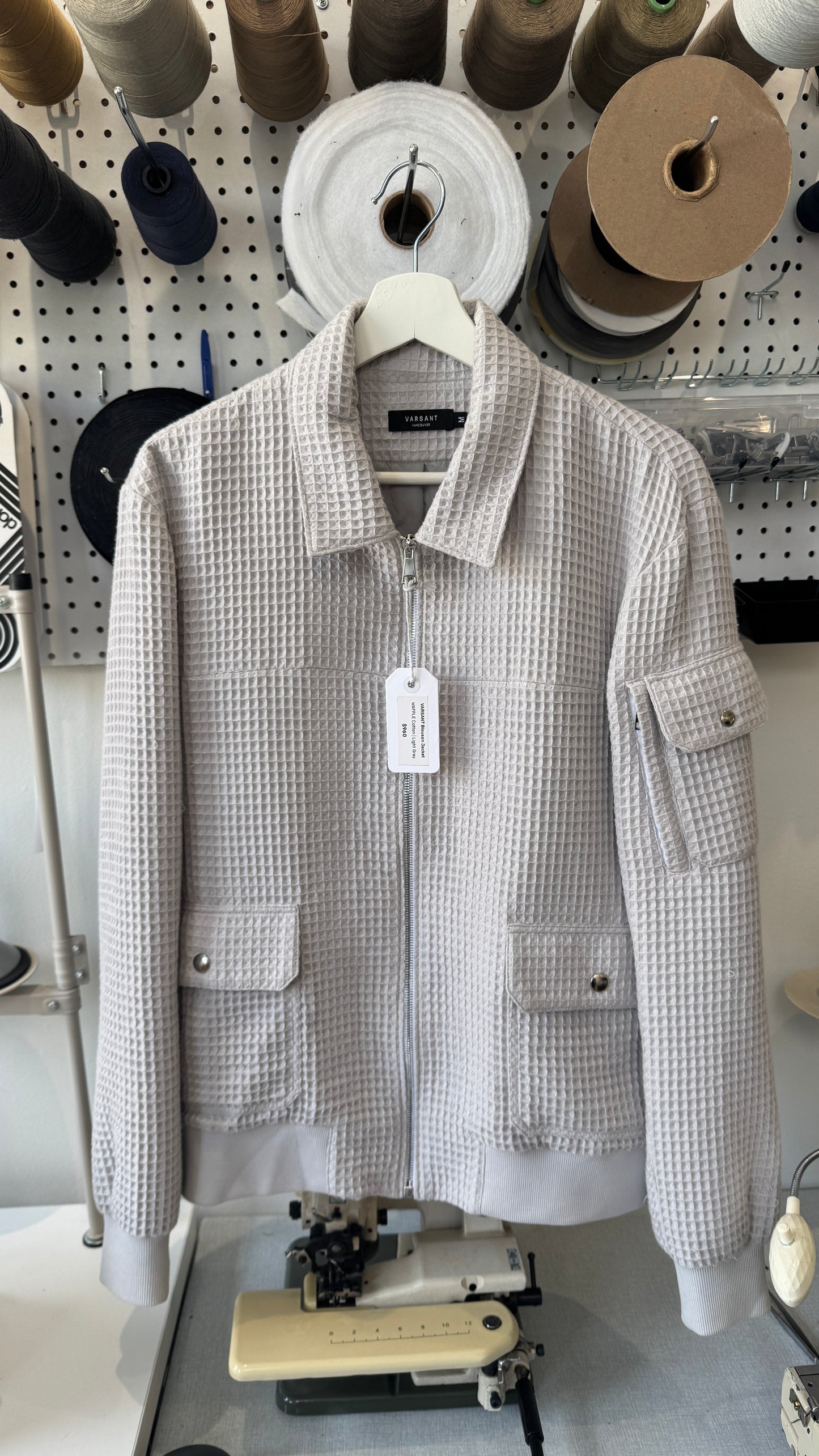 Varsant Blouson Jacket Waffle Cotton - Light Grey