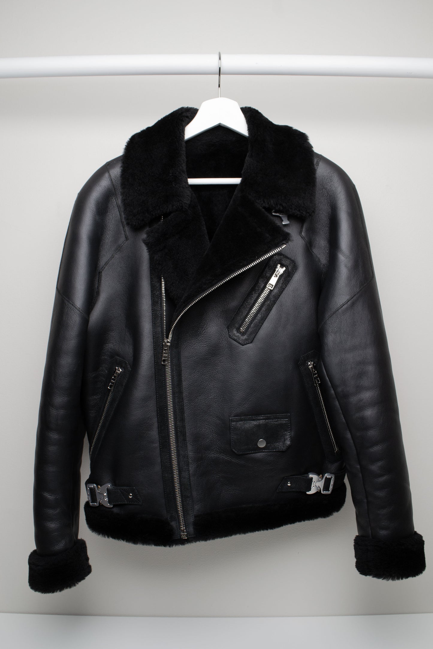 Varsant Casual The Gunner Biker Full-Grain Shearling - Black