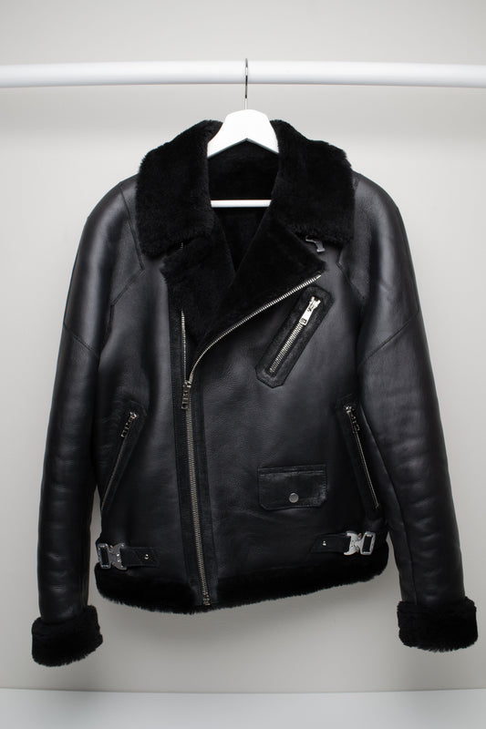 Varsant Casual The Gunner Biker Full-Grain Shearling - Black